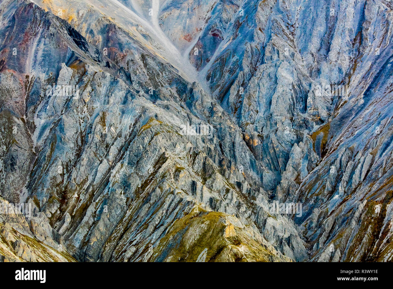 USA, Alaska, Brooks Range, Arctic National Wildlife Refuge. Aerial of mountain landscape. Stock Photo