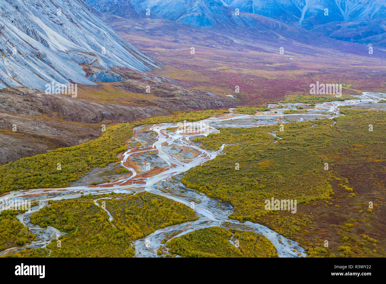 USA, Alaska, Brooks Range, Arctic National Wildlife Refuge. Aerial of