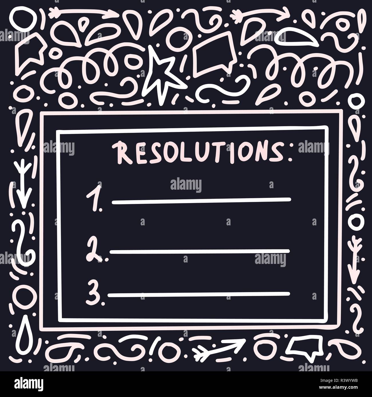 Resolutions template. Blank for goals with decoration in doodle style ...