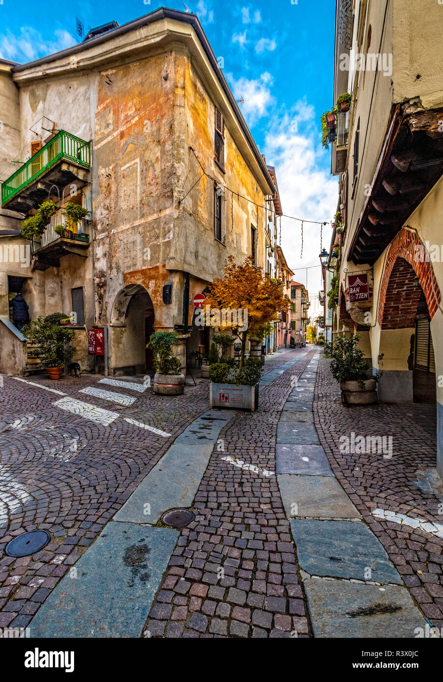 Italy Piedmont Cuneo Old City, Contrada Mondovì Stock Photo