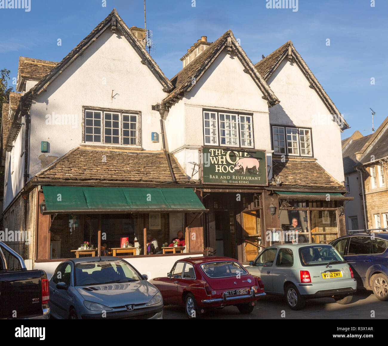 The Whole Hog bar and restaurant, Malmesbury, Wiltshire, England, UK Stock Photo