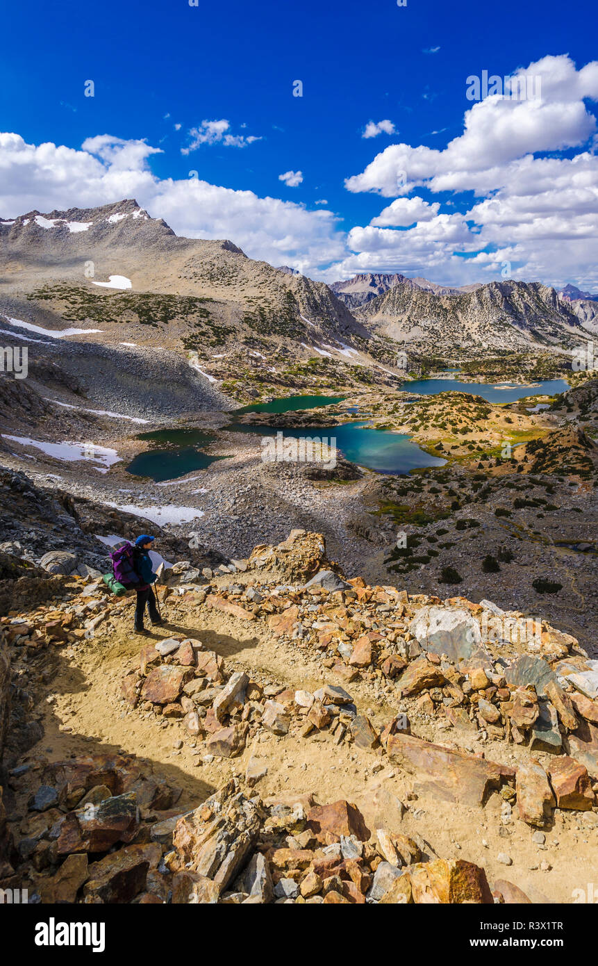 Backpacker On The Bishop Pass Trail John Muir Wilderness Sierra 