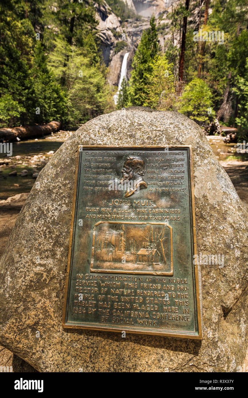 Interpretive plaque at the site of John Muir’s cabin below Yosemite
