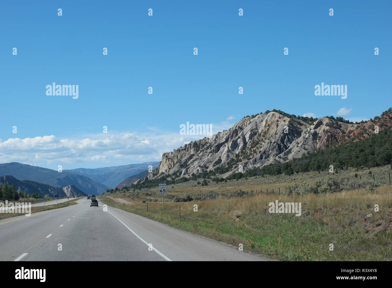 Long, straight highway colorado Stock Photo