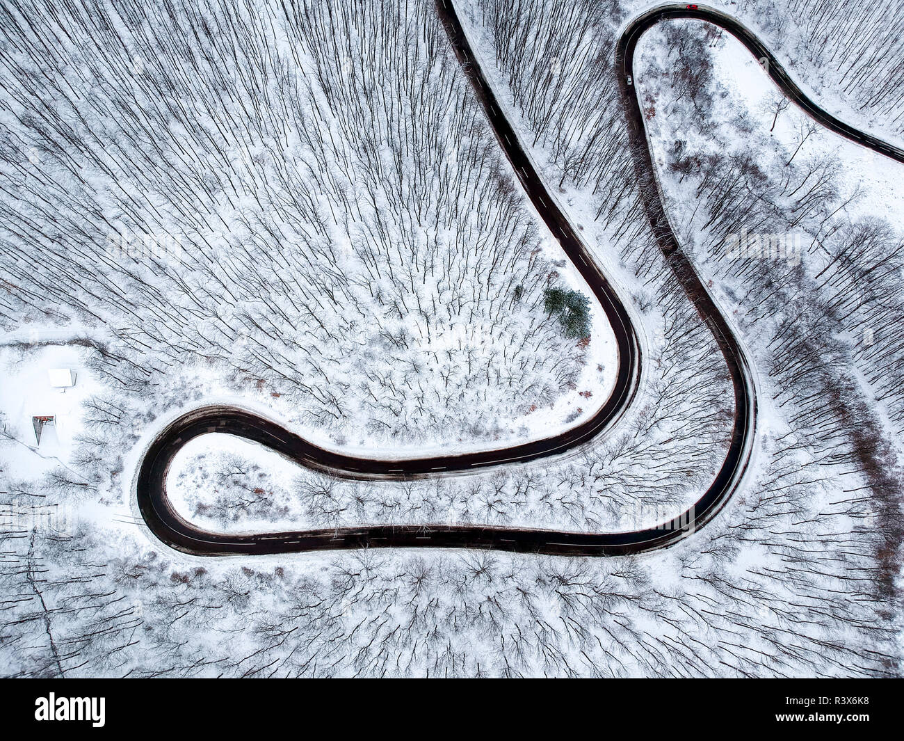 Aerial view of winding road Stock Photo - Alamy
