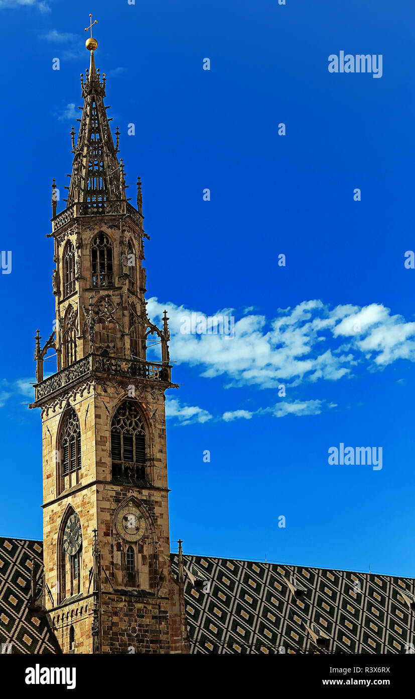 church tower dom maria himmelfahrt in bolzano Stock Photo