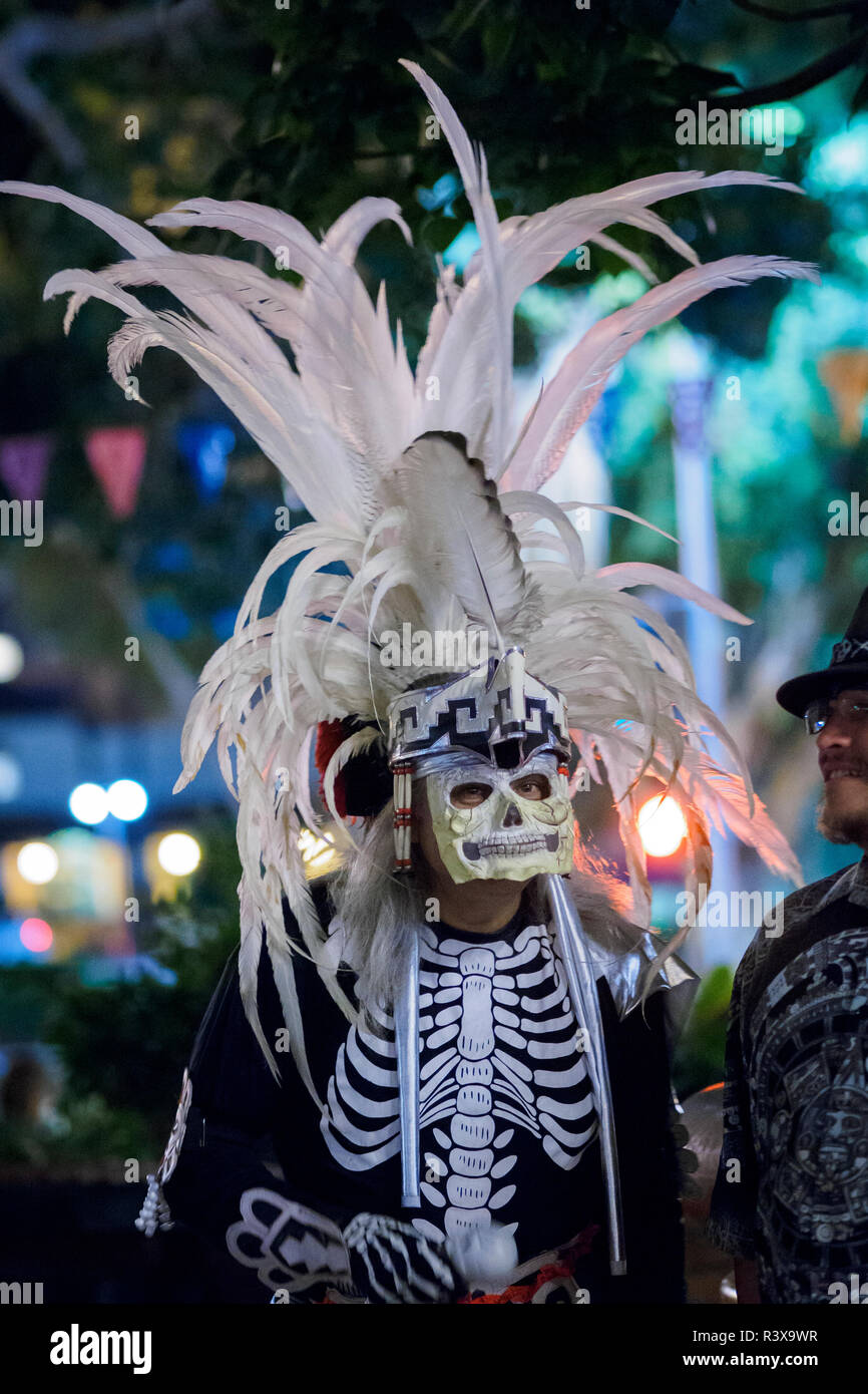 Usa, California, Los Angeles, El Pueblo de Los Angeles Historic Monument, Day of the Dead procession (Dia de Los Muertos) Stock Photo