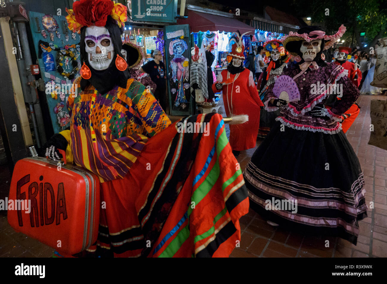 Usa, California, Los Angeles, El Pueblo de Los Angeles Historic Monument, Day of the Dead procession (Dia de Los Muertos) Stock Photo