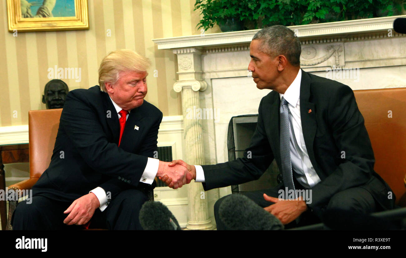 President Barack Obama and President Elect Donald Trump meeting in the ...