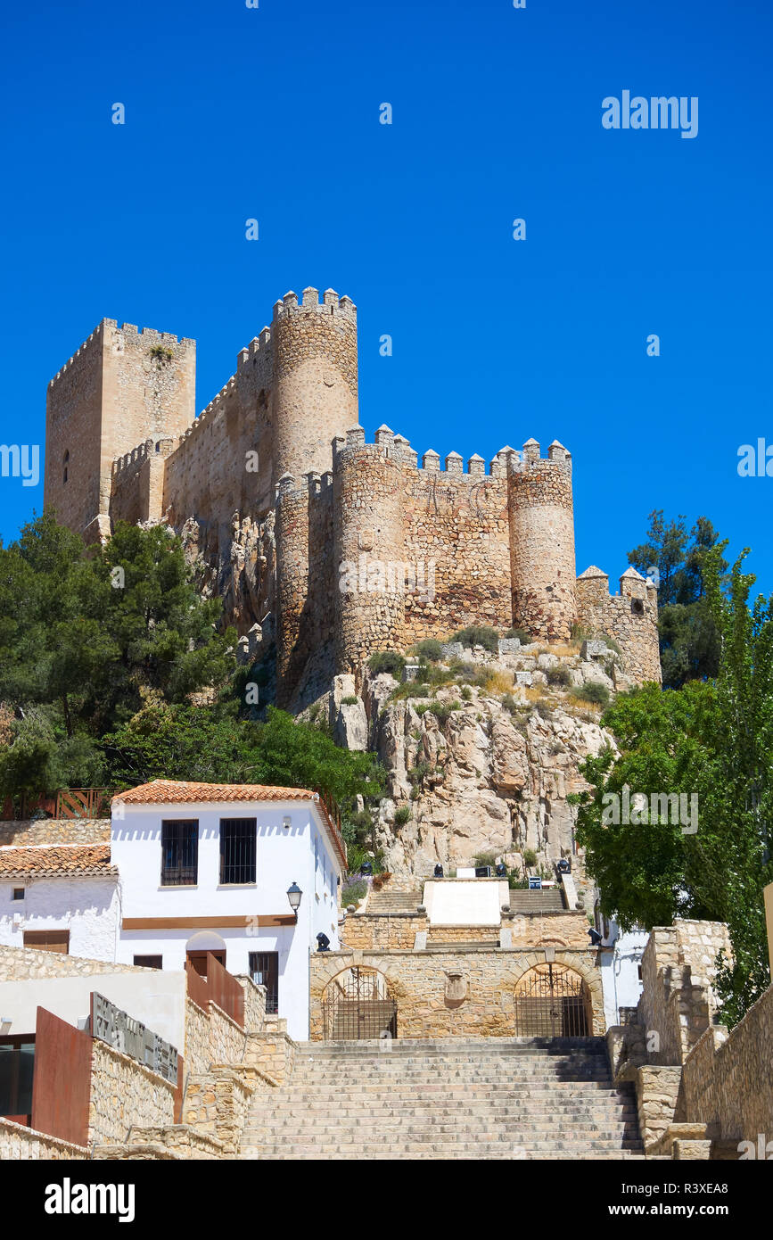 Almansa castle in Albacete of Spain at Castile La Mancha province Stock Photo