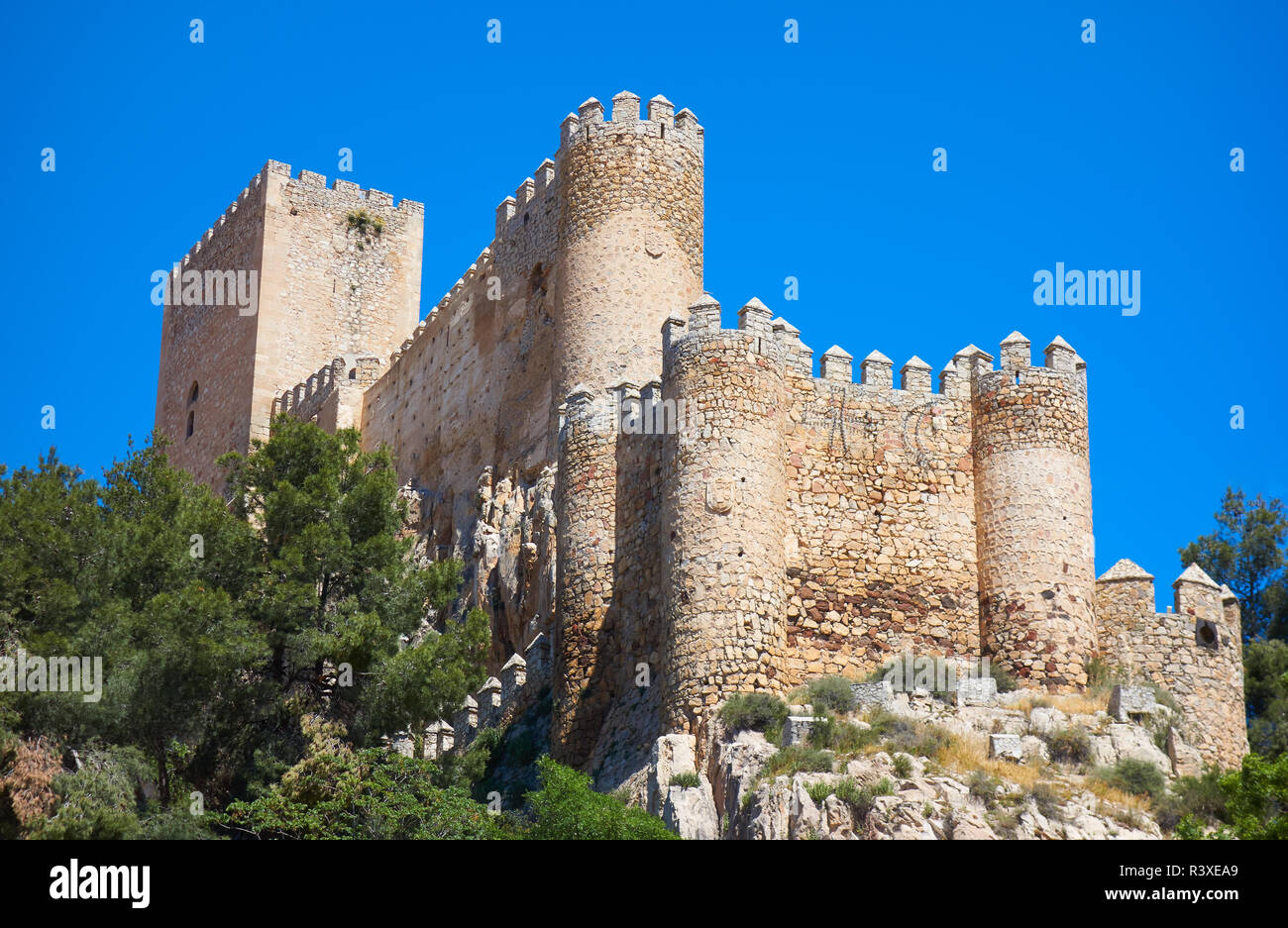 Almansa castle in Albacete of Spain at Castile La Mancha province Stock Photo