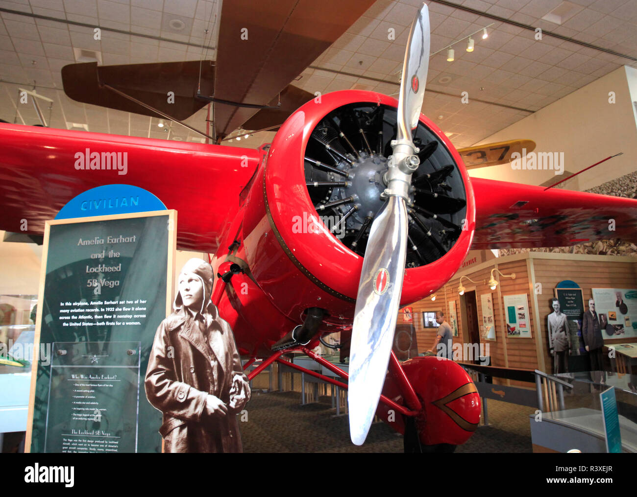 Amelia Earhart's Lockheed 5B Vega at the Smithsonian Air and Space Museum. Stock Photo