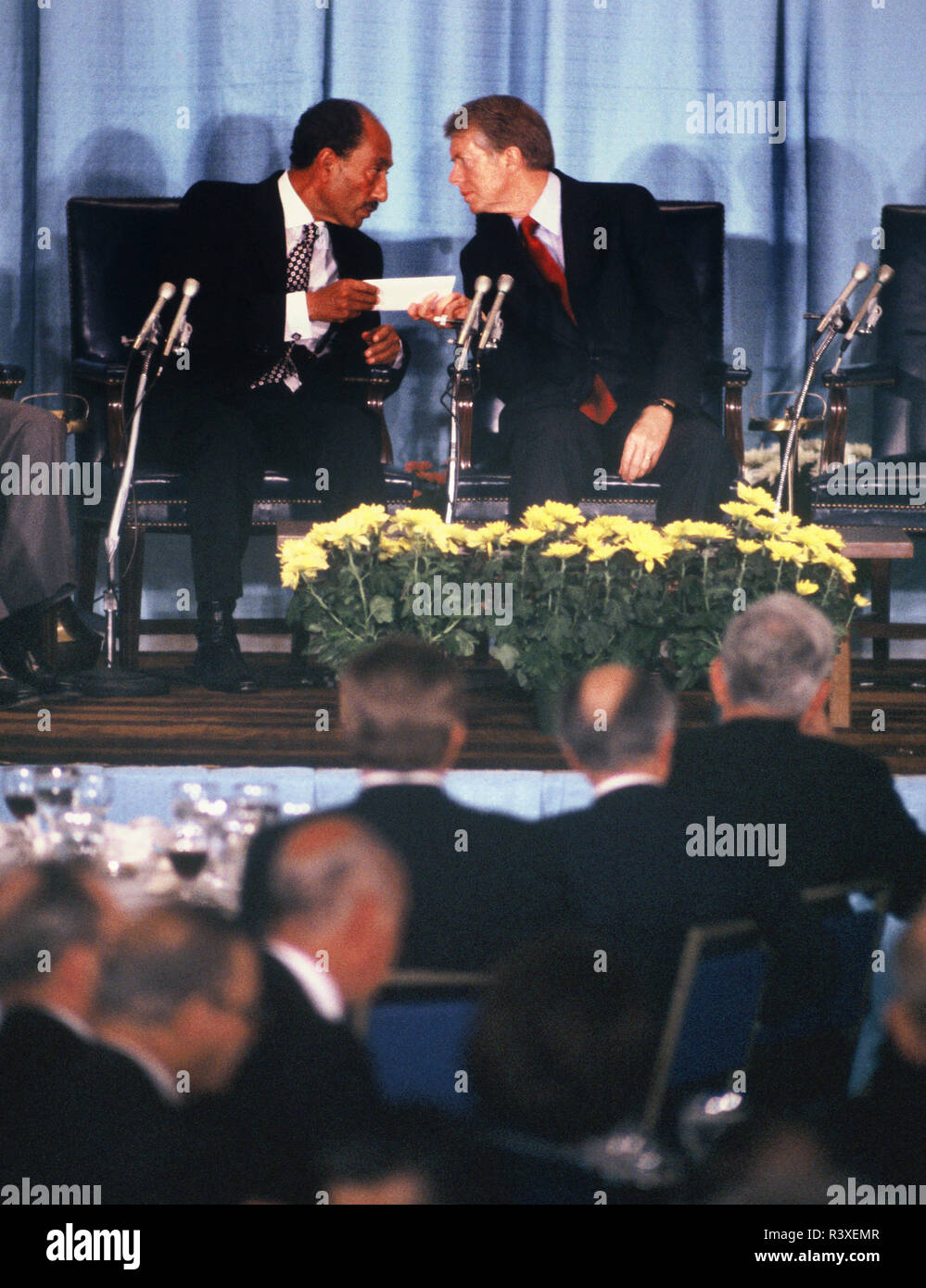 March 27,1979: Jimmy Carter and Anwar Sadat at the US Chamber of Commerce. Stock Photo