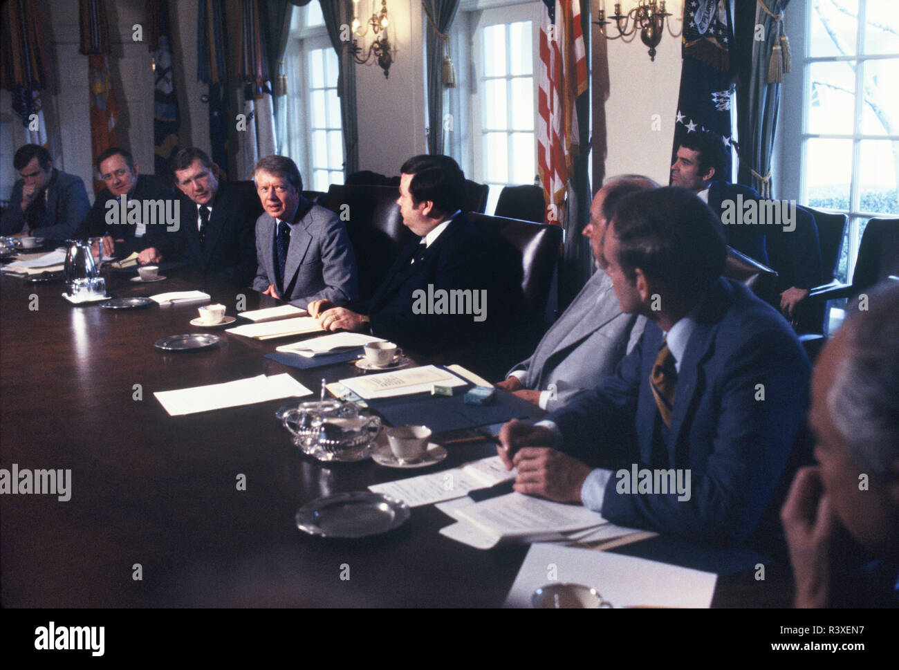 January 31, 1978: President Jimmy Carter meeting with Mid West governors in the Cabinet Room. Stock Photo