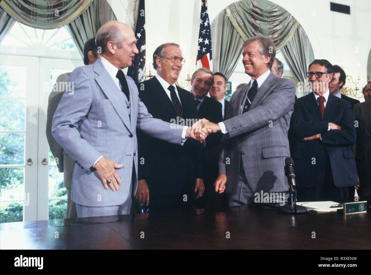 November 1978: President Jimmy Carter signs the Inspector Generals Bill, President Carter and Rep Jack Brooks. Stock Photo
