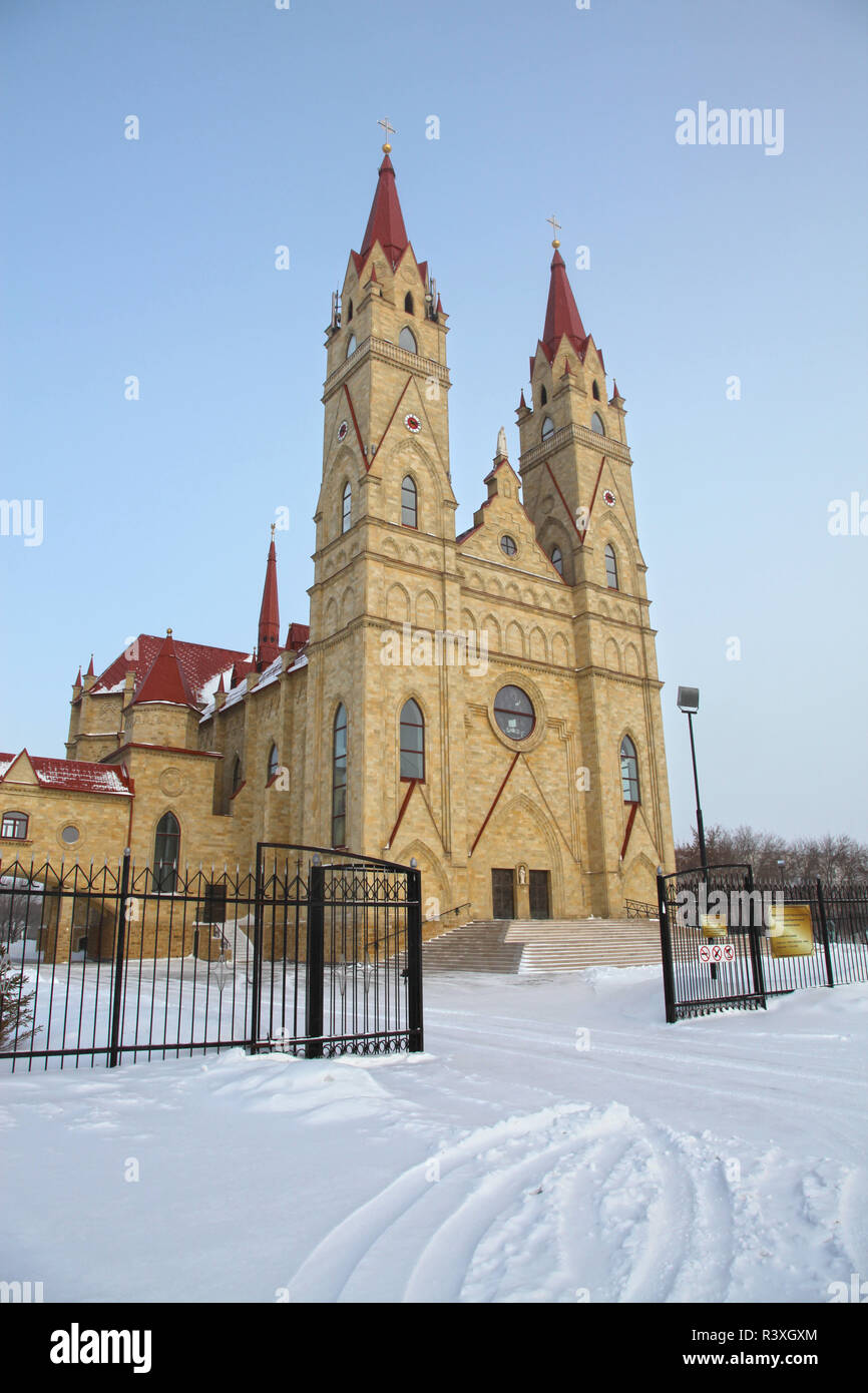 Catolic church in Karaganda, Kazakhstan Stock Photo