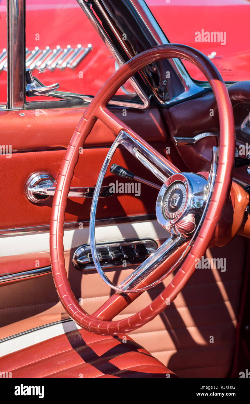 1960s car seat with steering wheel