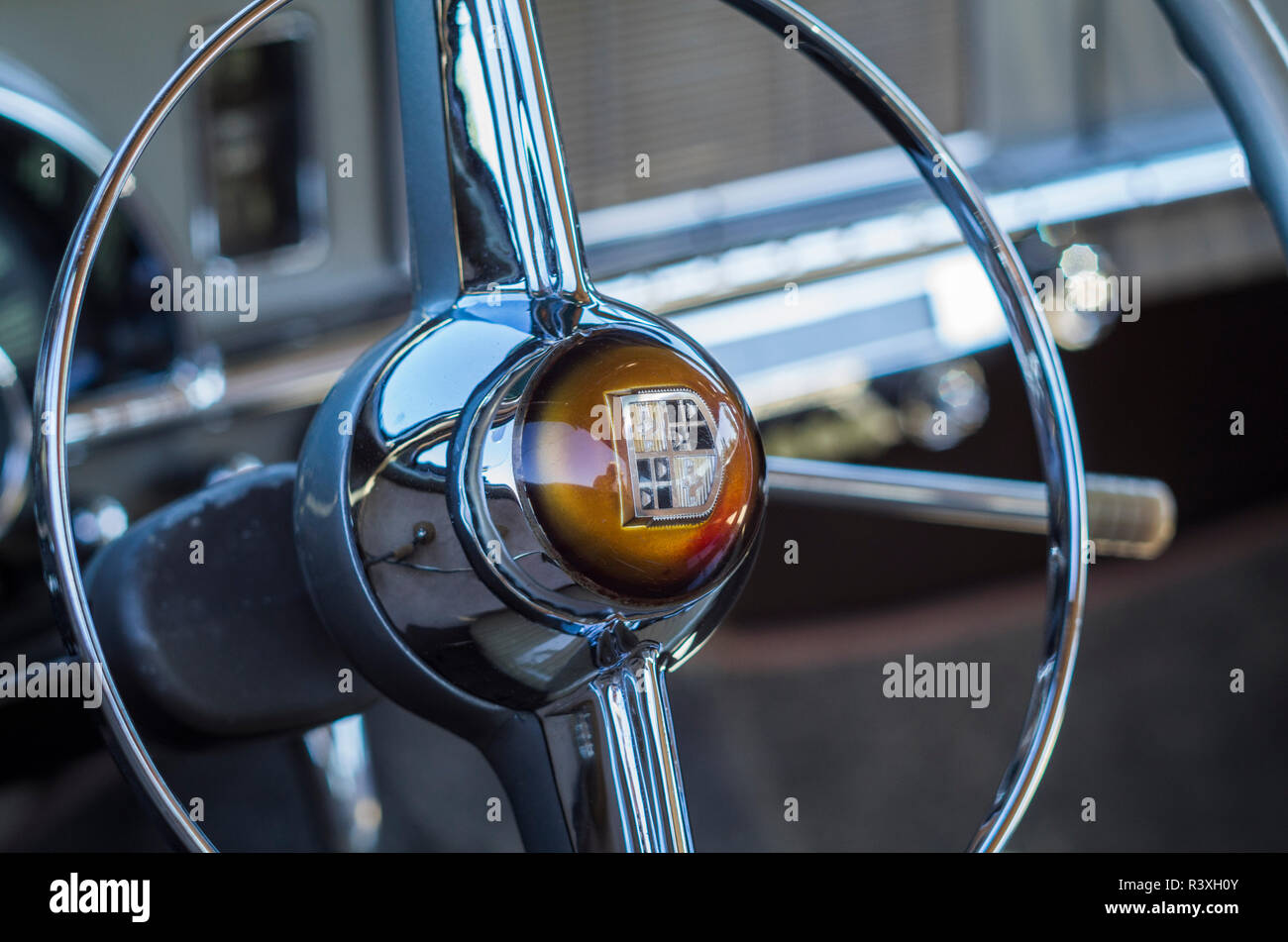 1960s car seat with steering wheel