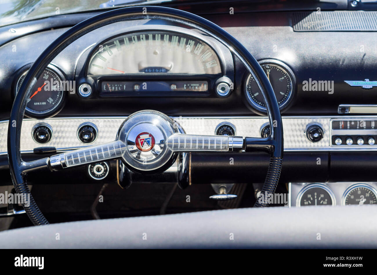 1960s car seat with steering wheel