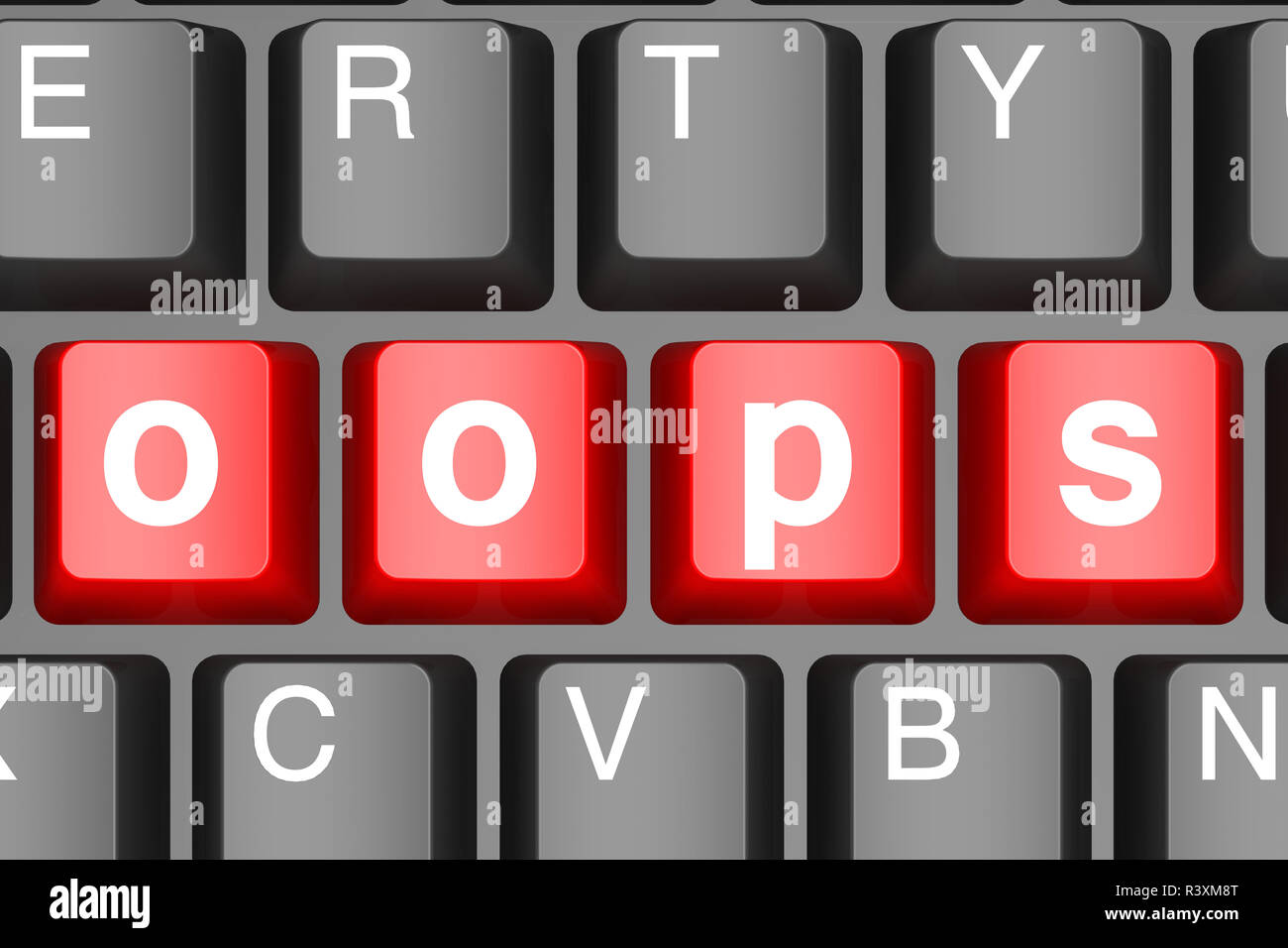 Oops button on modern computer keyboard Stock Photo