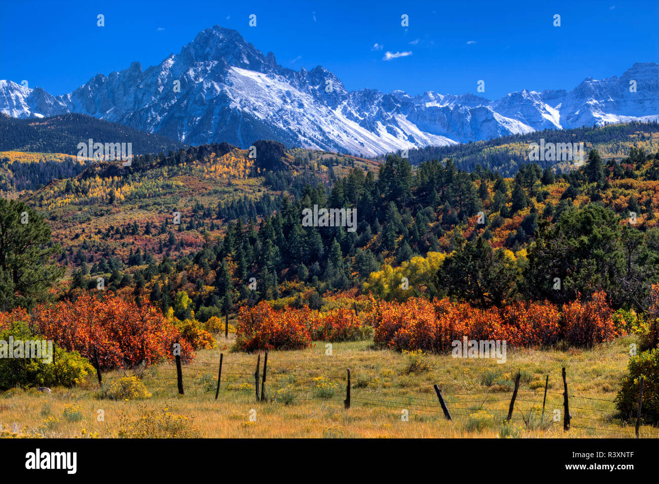 USA, Colorado, San Juan Mountains. Landscape with Mt. Sneffels. Stock Photo