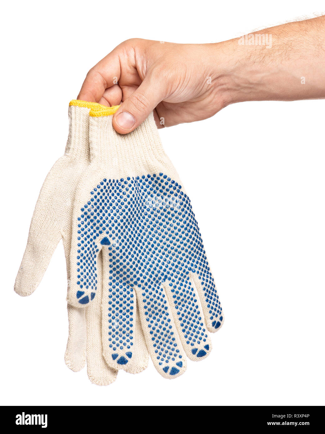 Man wearing protective gloves Cut Out Stock Images & Pictures Alamy