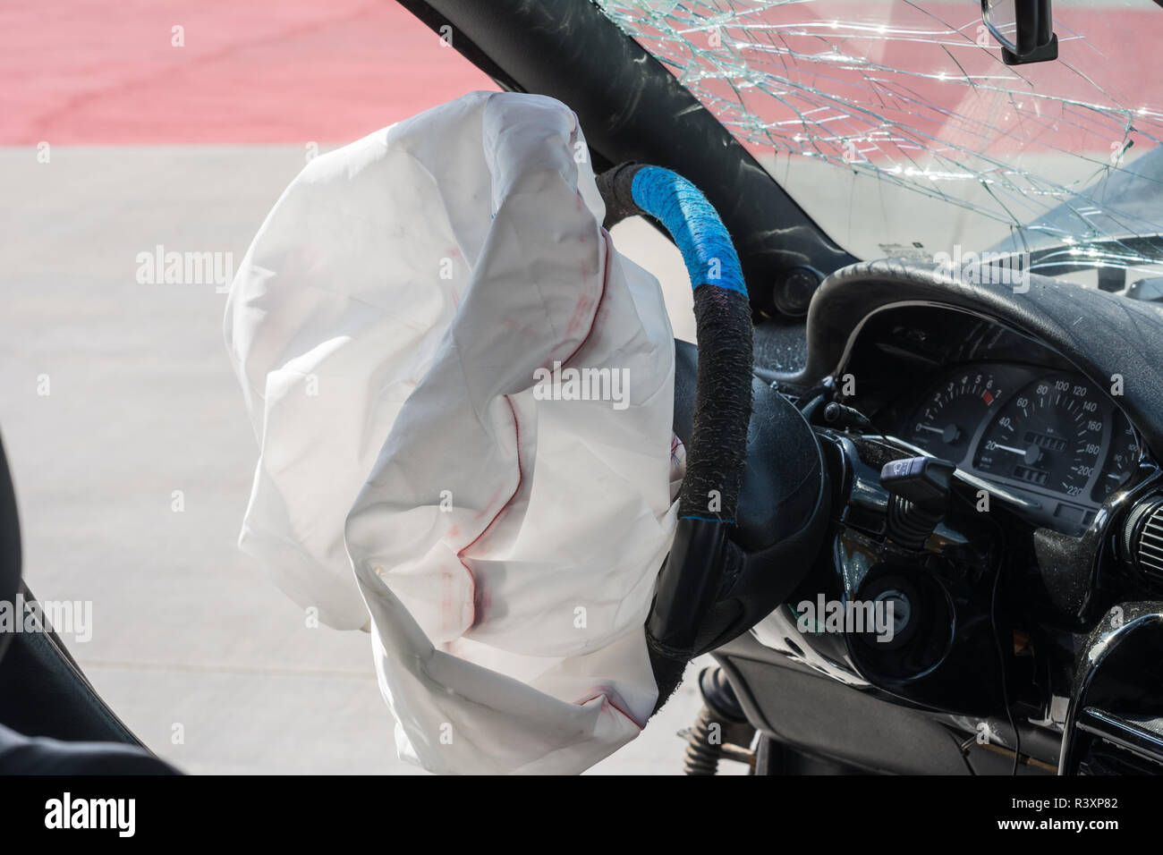 Exploded airbag Stock Photo Alamy