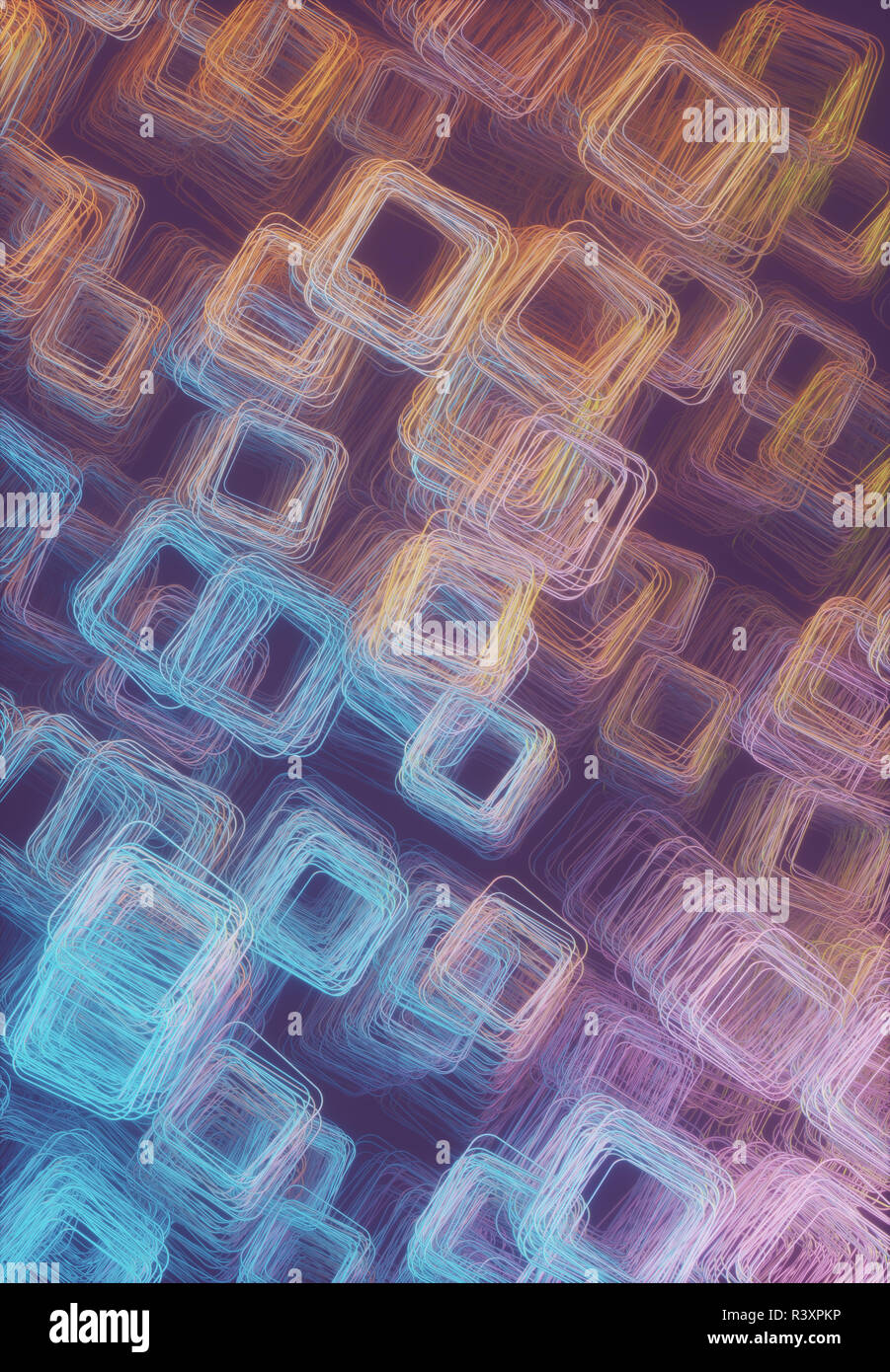 3D illustration. Artistic abstract tubular structure. Image with light and colorful shadow. Stock Photo
