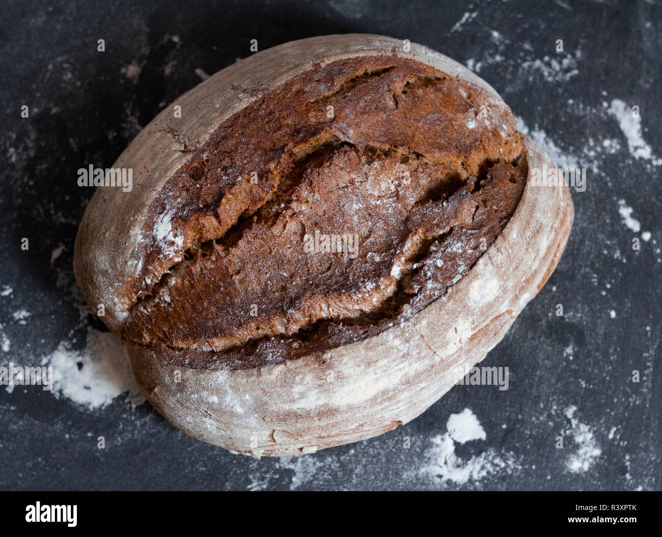 Freshly baked homemade artisan bread loaf Stock Photo