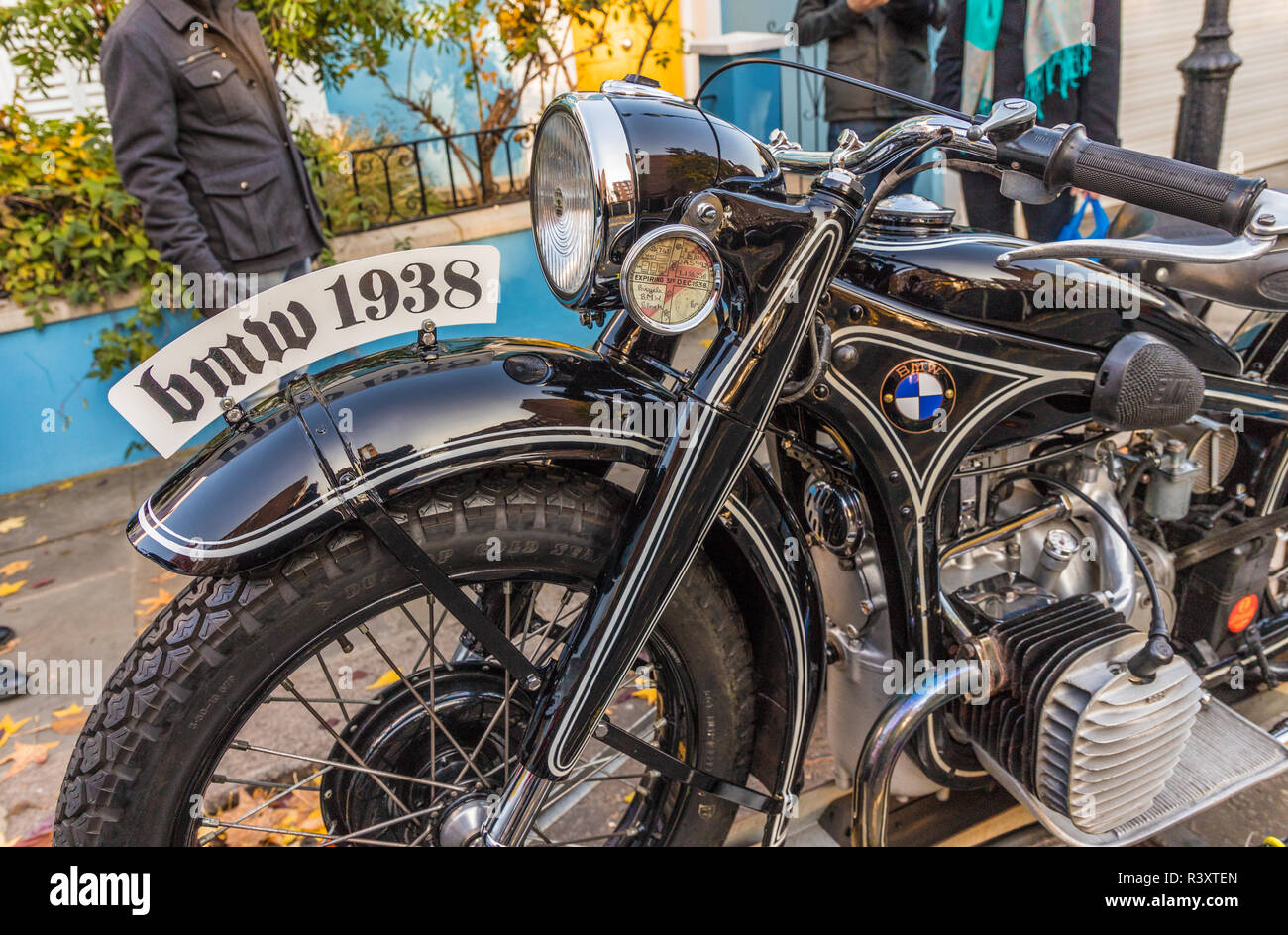 A beautiful old BMW motorbike Stock Photo
