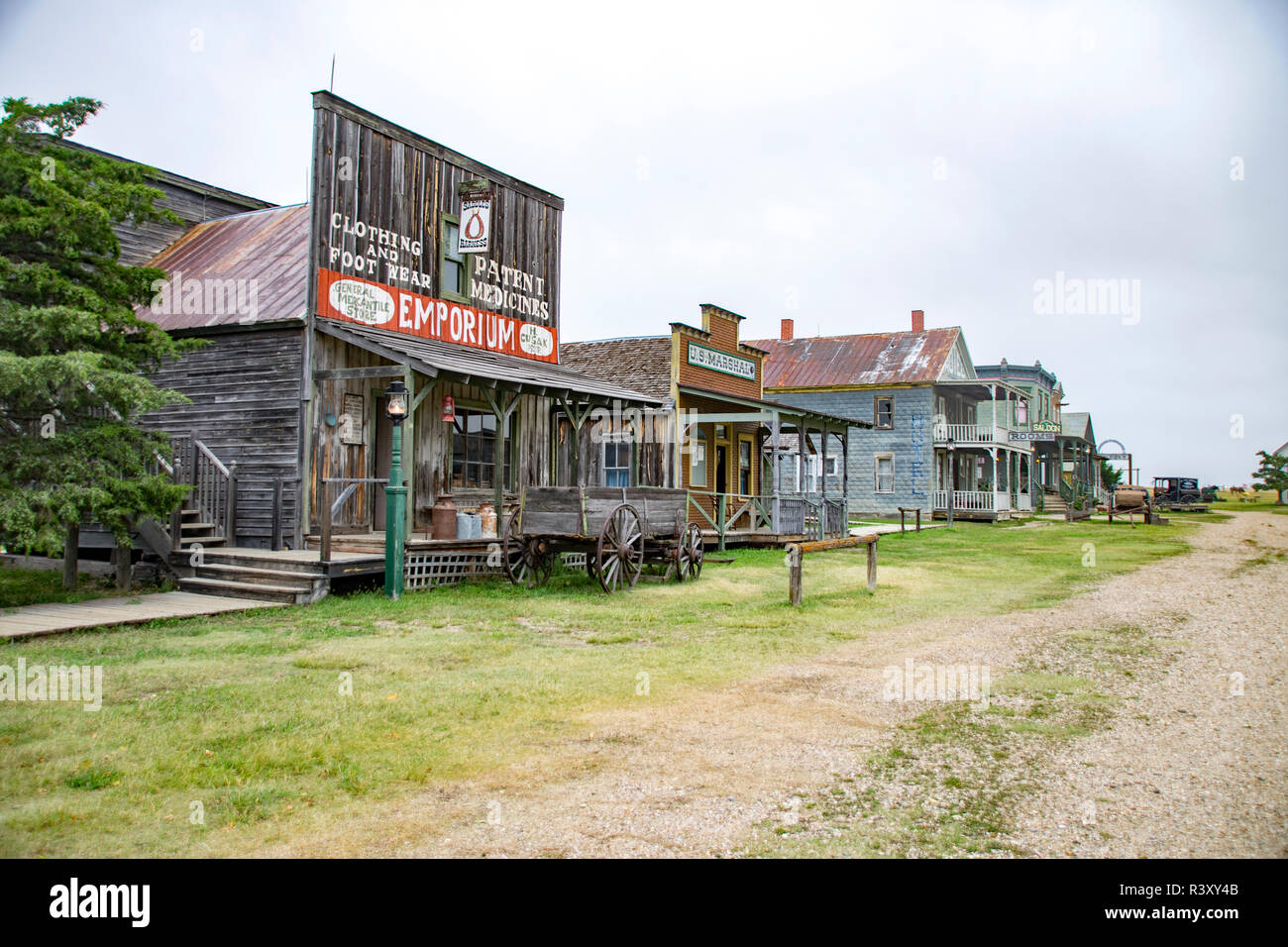 A view of 1880 Town in Souht Dakota, movie set for Dances With Wolves. Stock Photo