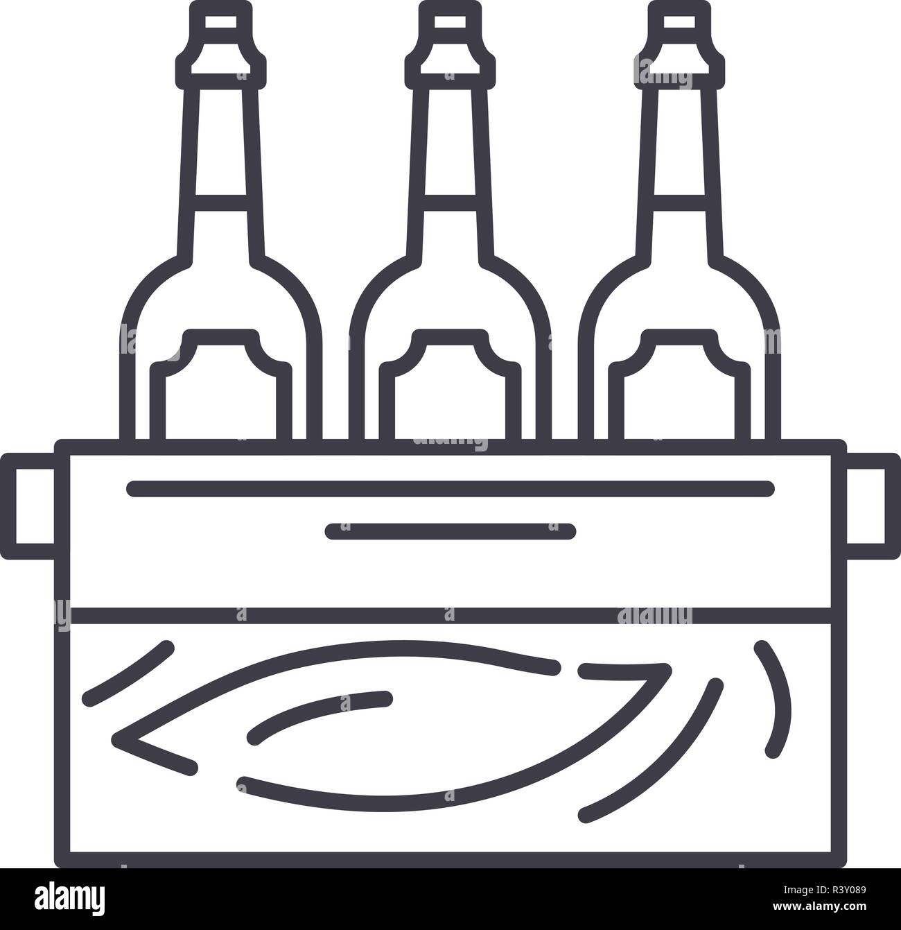 Case of beer line icon concept. Case of beer vector linear illustration ...