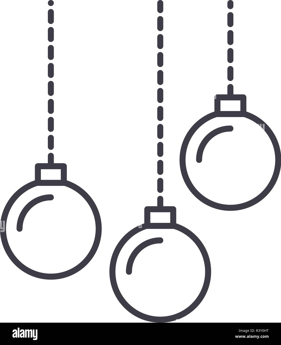 Christmas balls line icon concept. Christmas balls vector linear ...