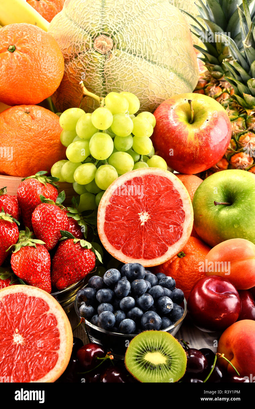 Composition with assorted fruits Stock Photo - Alamy