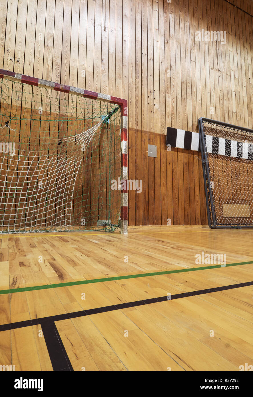 Retro indoor soccer goal Stock Photo Alamy