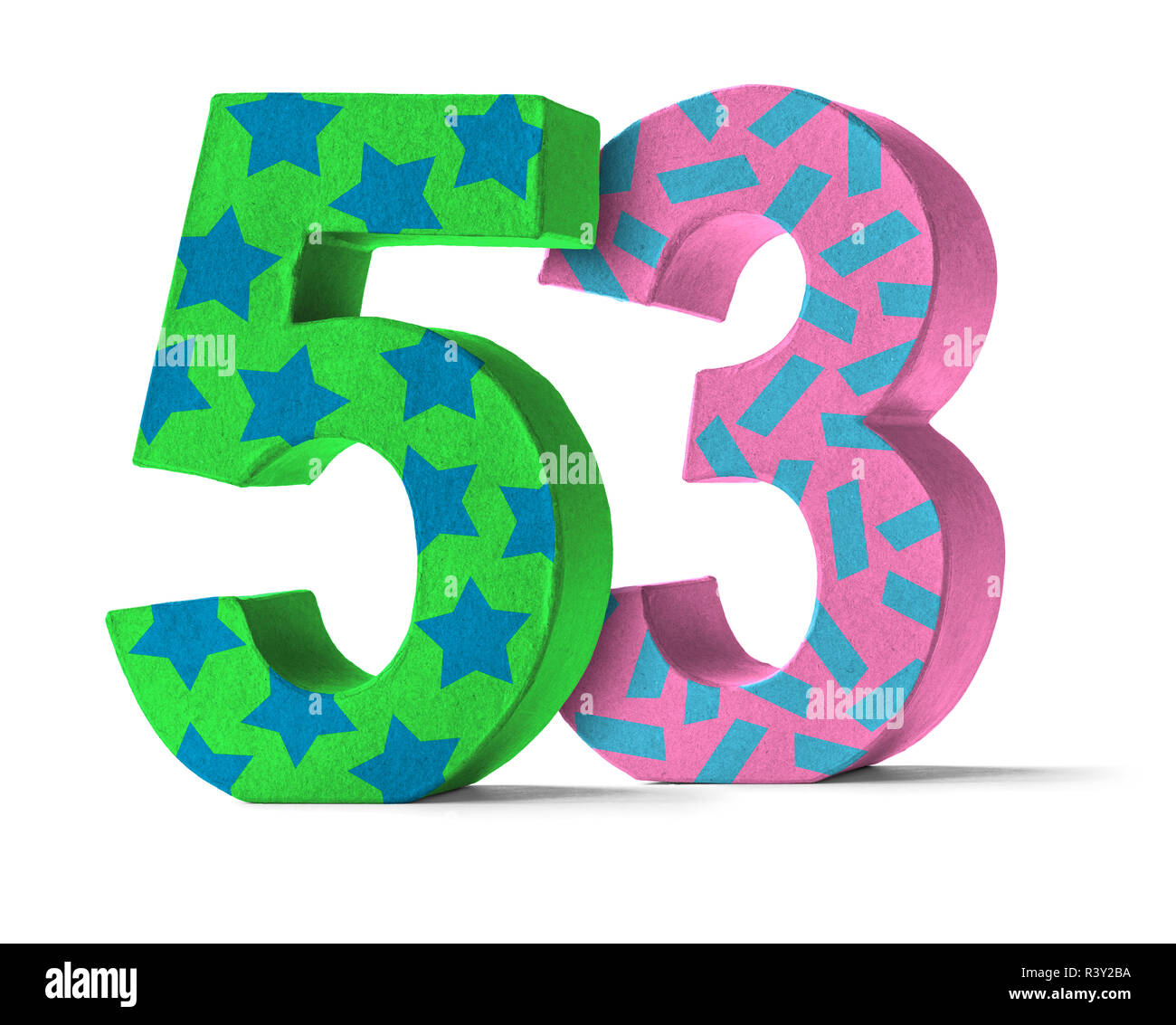 colorful number of cardboard - number 53 Stock Photo