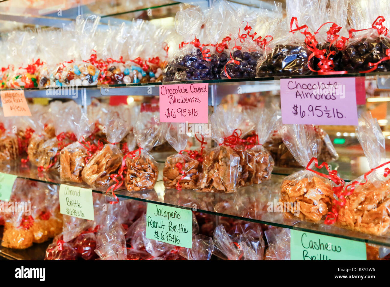 Bags of candy in a candy shop, Virginia City, Nevada, USA Stock Photo