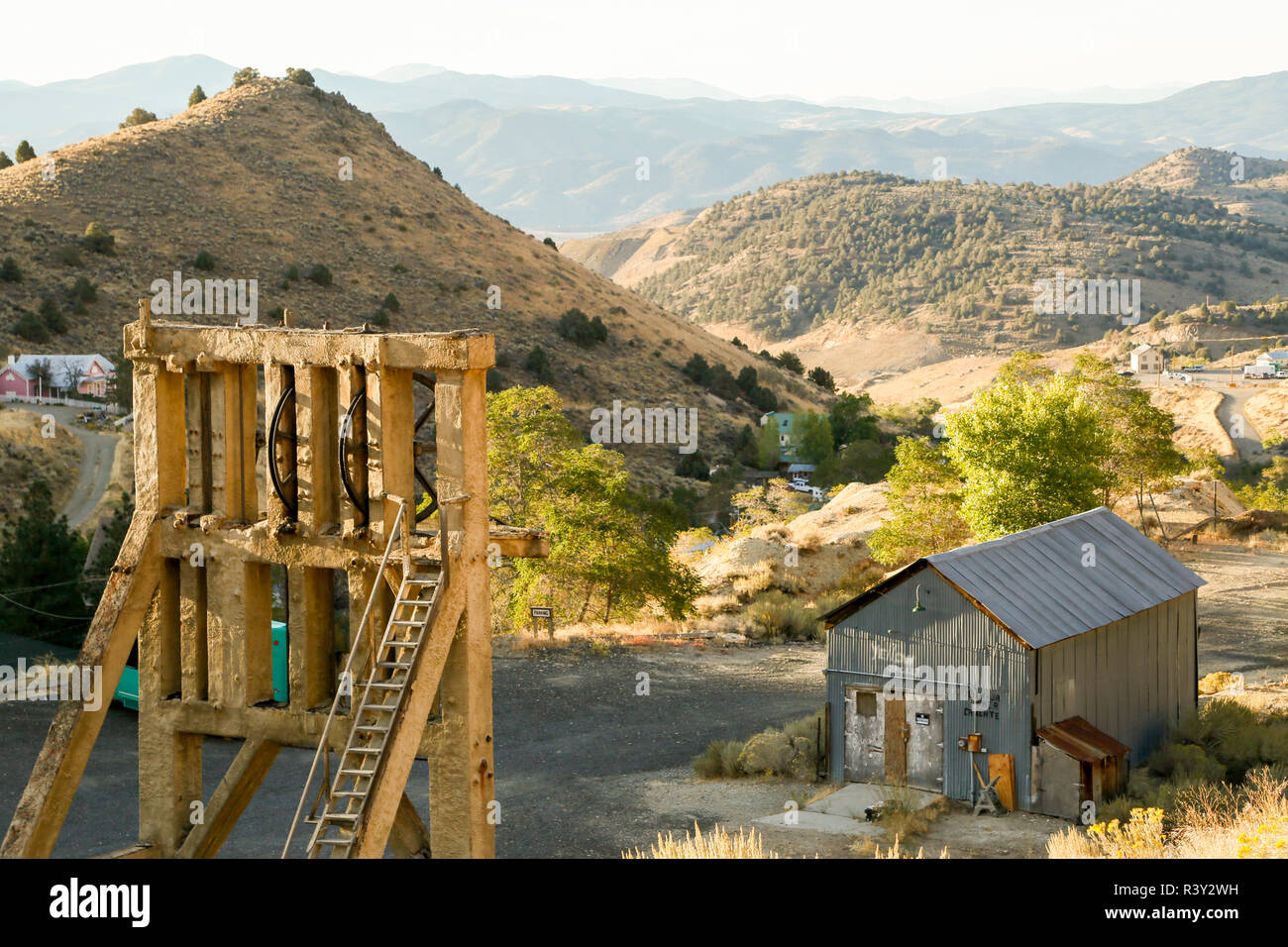 Landscape Over A Ghost Town Gold Hill Nevada Usa Stock Photo Alamy