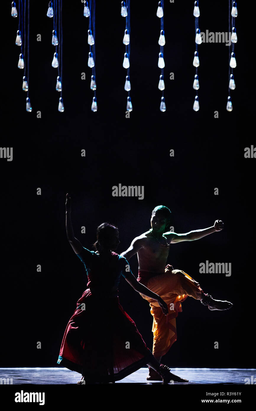 London, UK. 23rd Nov 2018. -In its second year at Sadler’s Wells, Darbar Festival welcomes some of the most exciting names in classical Indian dance, curated by Sadler’s Wells Associate Artist Akram Khan. In the first performance of the festival, Renjith Babu and Neha Mondal Chakravarty present “An Evening of Bharatanatyam” by the bharatanatyam and contemporary artist Mavin Khoo. The second evening of the programme, “Adventures in Odissi and Kathak”, combines two classical Indian dance forms in solo performances by Sujata Mohapatra and Gauri Diwakar.  Credit: ambra vernuccio/Alamy Live News Stock Photo