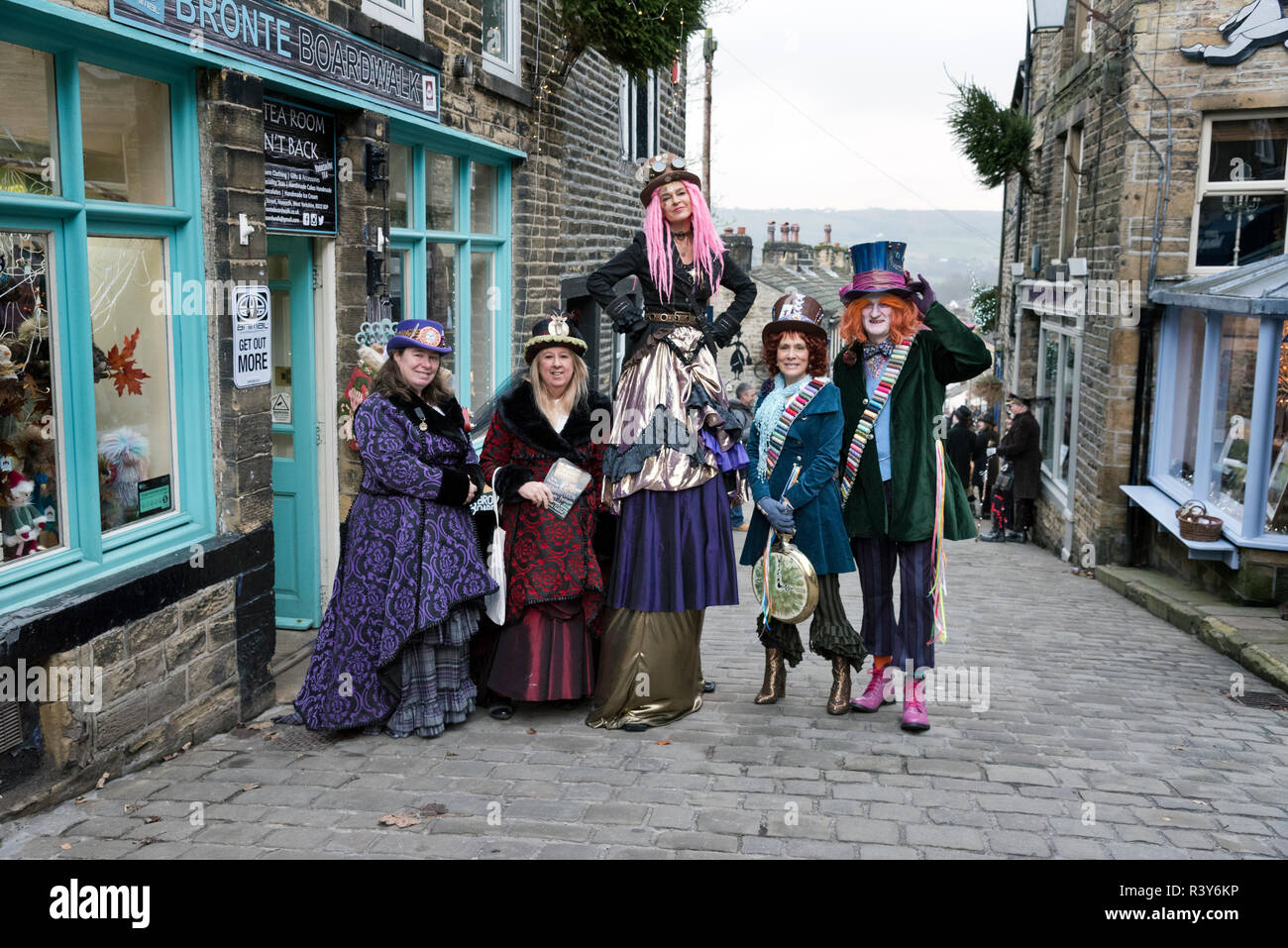 Haworth, West Yorkshire, UK. 24th Nov 2018. The annual steampunk weekend, Haworth, West Yorkshire, UK. The weekend attracts steampunk enthusiasts from all over, with some very fashionable outfits to be seen in the Bronte village's cobbled streets. Credit: John Bentley/Alamy Live News Stock Photo