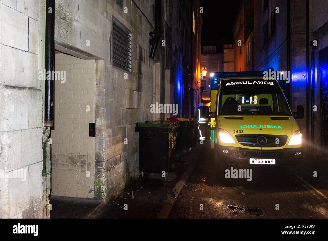 Bath Somerset UK, 24th November 2018  Ambulance on scene at fire at Westgate public house bath somerset  Credit Estelle Bowden/Alamy Live News Stock Photo