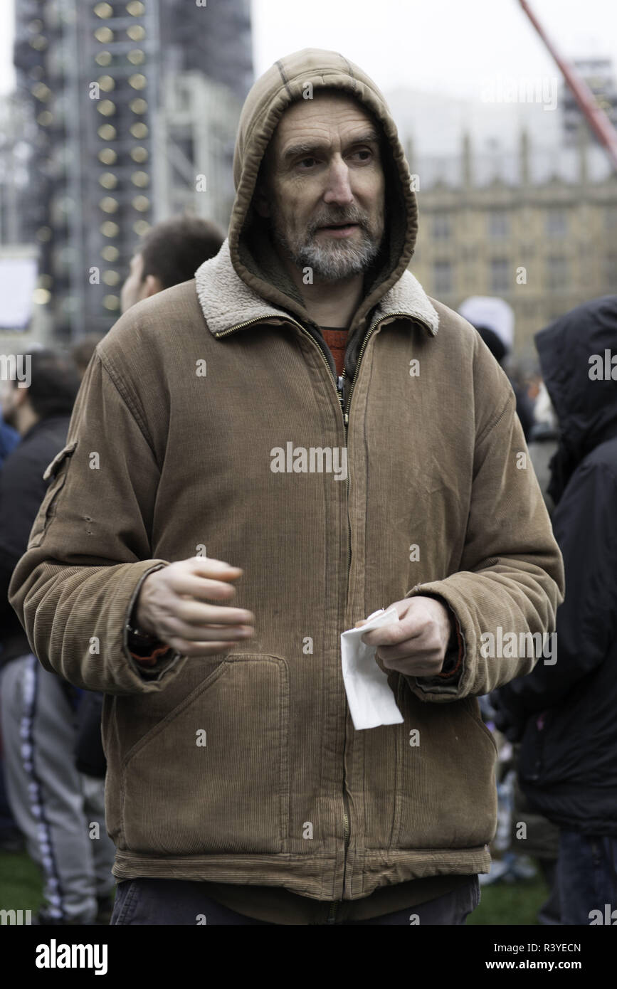 London, Greater London, UK. 24th Nov, 2018. Extinction Rebellion co-founder Roger Hallam seen at the demonstration.Thousands of demonstrators from the new Extinction Rebellion climate change movement gathered at Parliament Square for a memorial and funeral march through London. Demonstrators paid homage to the lives lost due to climate change, and marched carrying a coffin from Parliament Square to Buckingham Palace. Credit: Andres Pantoja/SOPA Images/ZUMA Wire/Alamy Live News Stock Photo