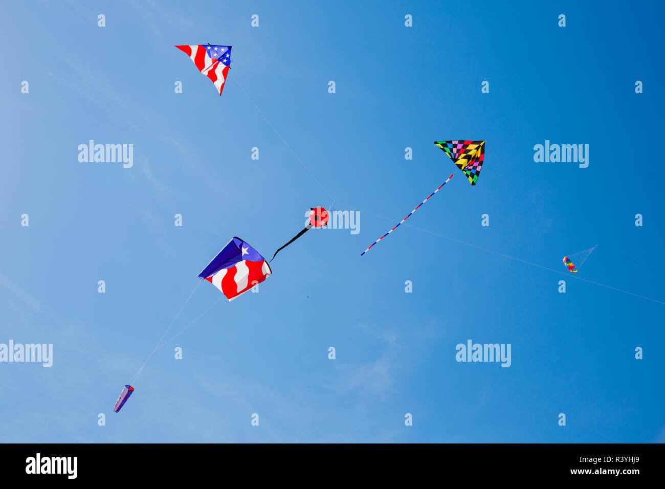 Kites flying at Flagler Beach, Florida Stock Photo Alamy