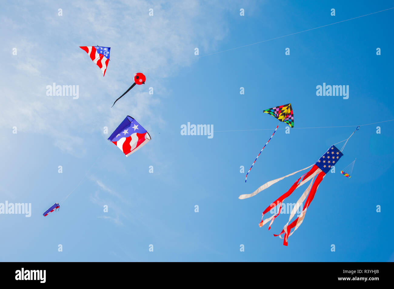 Kites flying at Flagler Beach, Florida Stock Photo Alamy