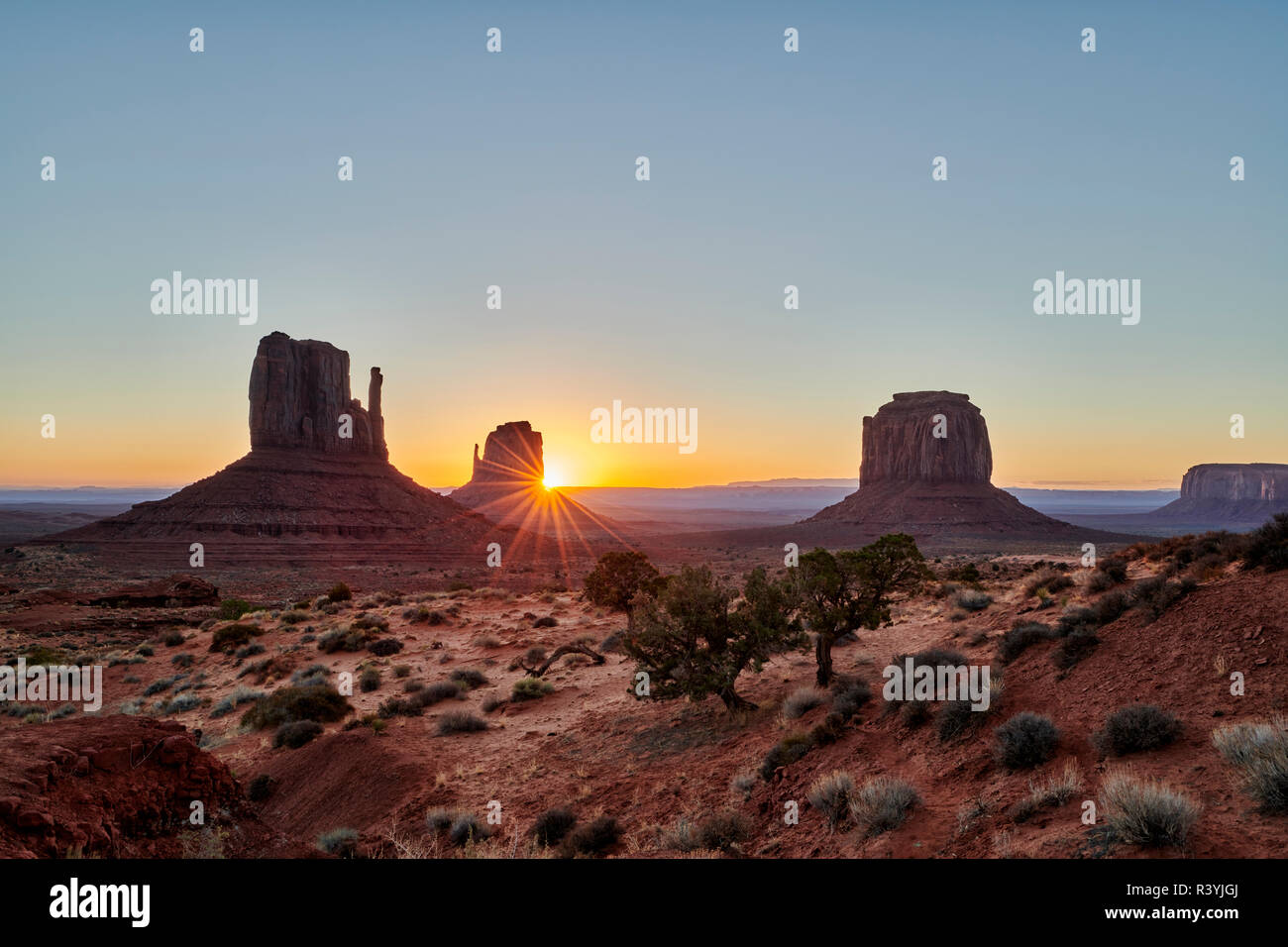 sunrise over Monument Valley, Arizona, USA, North America Stock Photo