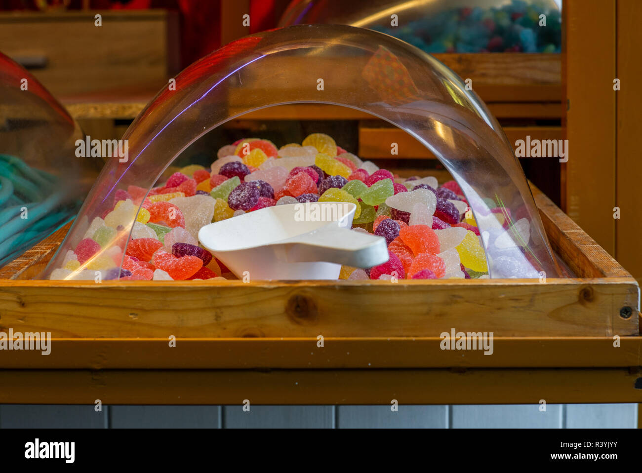 Colorful sweet candies, licorice and chocolate at a Czech Christmas