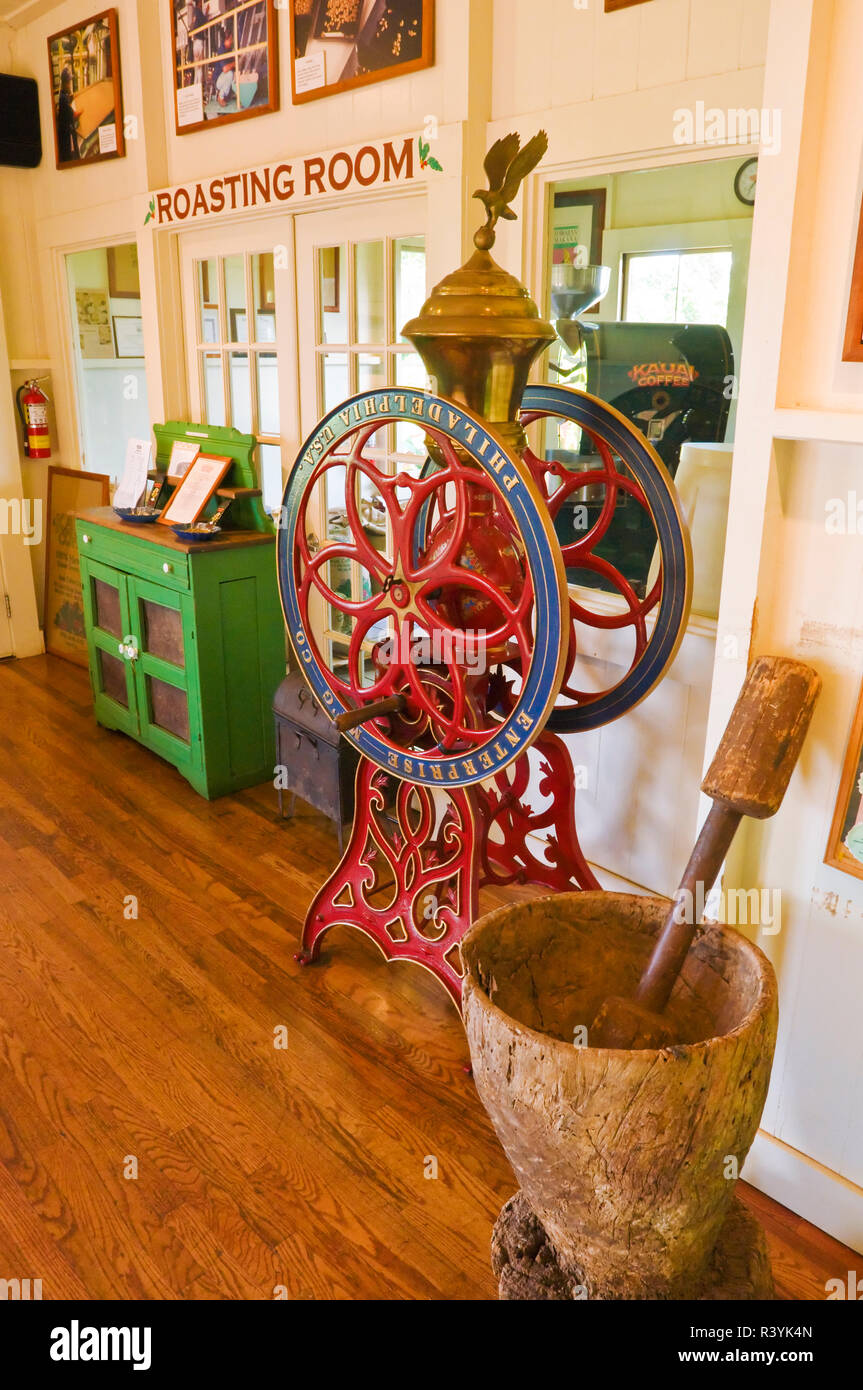 Interpretive display at the Kauai Coffee Company museum, Island of Kauai, Hawaii, USA Stock Photo