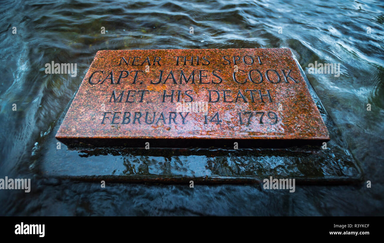 Plaque marking the spot where Captain James Cook was killed, Kealakekua