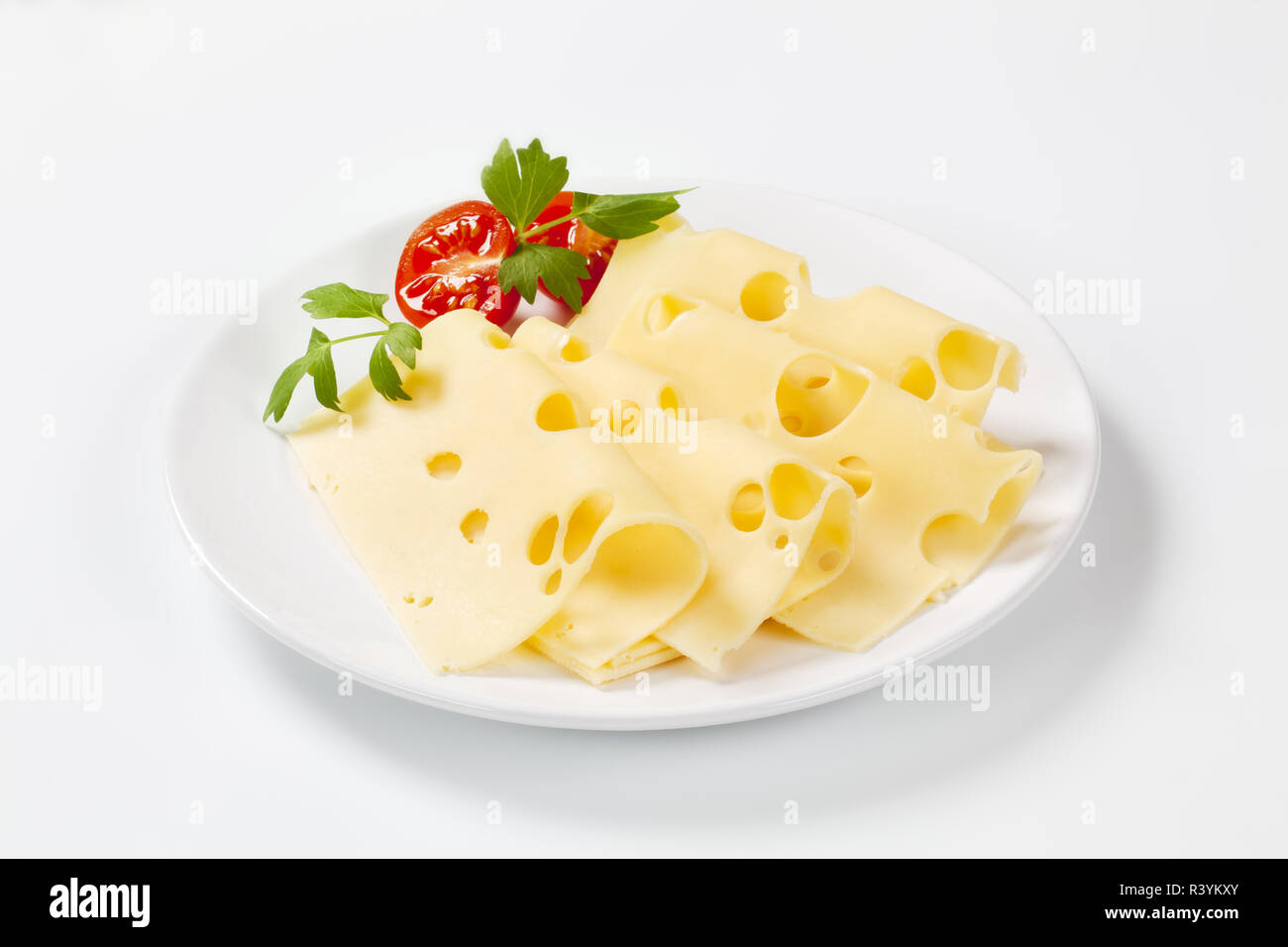slices of Swiss cheese Stock Photo Alamy