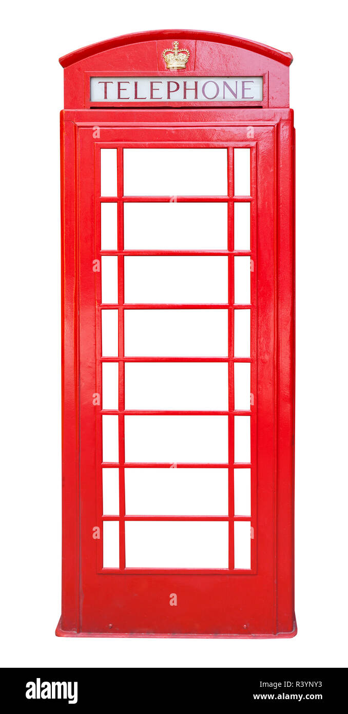 British red phone booth isolated on white Stock Photo - Alamy